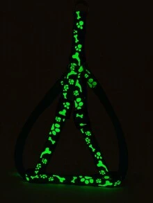1只骨頭和爪印圖案掛勾配有螢光和夜視功能的貓狗吊帶,適用於室內外使用 - 寶藍色 - 查看 5