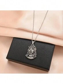 男士復古吊墜項鍊,荊棘皇冠項鍊,經典信仰男士飾品,嘻哈飾品配件,非常棒的一件禮物,適合送給好朋友或家人! - 銀色 - 查看 5