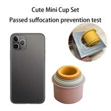 1 件装婴儿动物堆叠杯彩色沐浴玩具，适合玩水