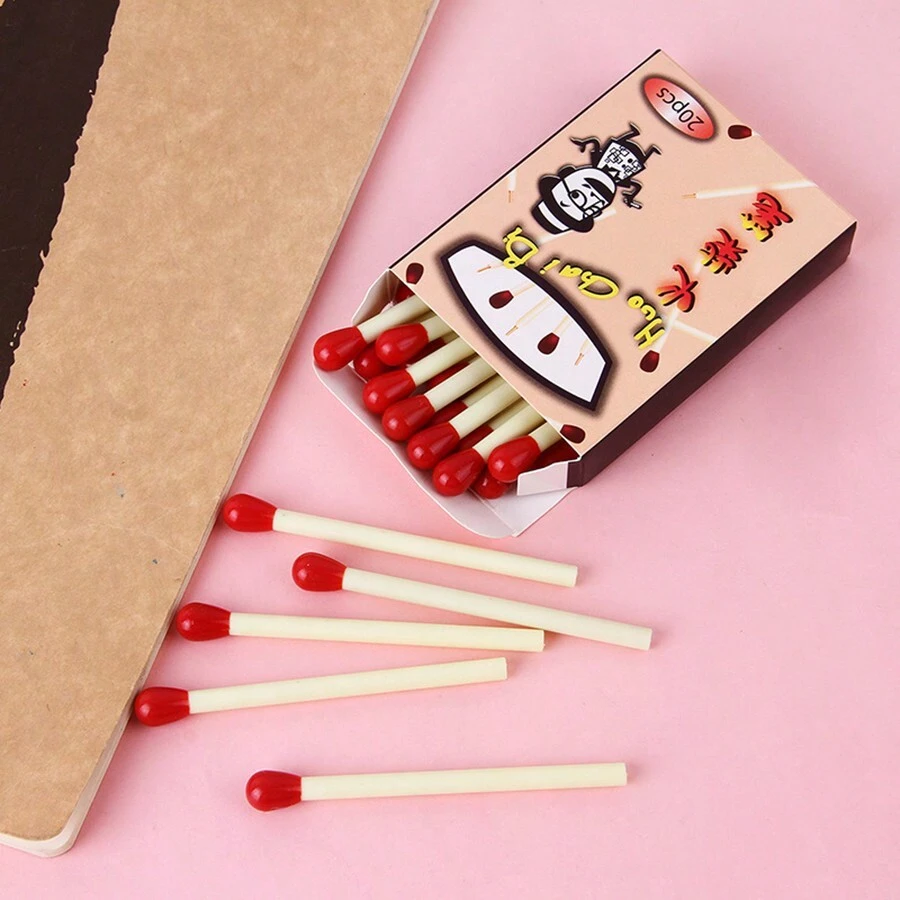 20入組創意和可愛的火柴棒設計圓珠筆,逼真的火柴棒形狀迷你筆,適用於學生學習輔助工具和獎品 - 白色 - 查看 1