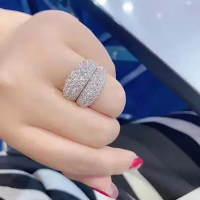 1pc Luxurious Wide Band Bridal Cz Ring For Women