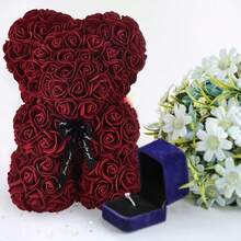 1入不凋花玫瑰熊 PE 泡沫花熊公仔，聖誕情人節七夕婚禮生日創意禮物