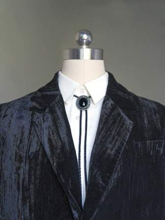 pooting bear 1 pieza Corbata de bolo estilo vaquero occidental vintage con ónix negro, corbata unisex de moda con broche decorativo y cadena larga para la calle y la escuela