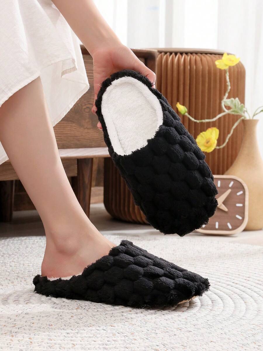 全新女用軟底家用拖鞋,室內超輕防滑靜音拖鞋,春秋布藝毛絨拖鞋,冬季/硬木地板平底拖鞋,1 件