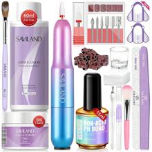 Saviland All-In-One Acrylic Nail Set Clear Acrylic Nail Powder Sets & Acrylic Liquid For Nails With Electric Nail Drill Powder Blue Crystal Desktop Accessory Set With Modified Color - Multicolor - View 1