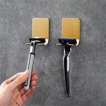 4pcs Gold Stainless Steel Razor Holder, Adhesive Bathroom Shaver Organizer Rack - Gold - View 1
