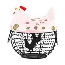 Huevera de alambre, cesta de almacenamiento para huevos - Diseño de gallina - Multicolor - Multicolor - Ver 3