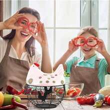 Huevera de alambre, cesta de almacenamiento para huevos - Diseño de gallina - Multicolor - Multicolor - Ver 4