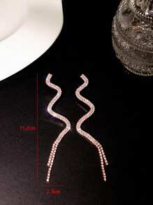 1 Paio Di Orecchini Pendenti Serpentiformi In Metallo Alla Moda Decorati Con Strass E Nappe Per Lo Stile Dolce Della Festa Delle Donne - Oro rosa - Visualizzare 5