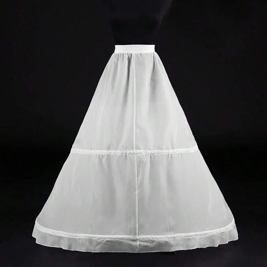 Women's 2 Hoops Bridal Crinoline White Petticoat Half Slip Underskirt Wedding Dress Bride