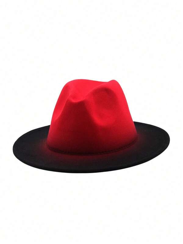 1pc [Denim Hat] Fashion Gradient Color Denim Hat, Wool Jazz Hat, Unisex