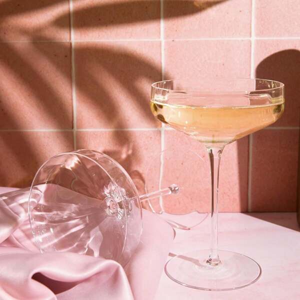 Sister.ly Drinkware Opulent Angled Cocktail Coupe Glasses. 8 oz