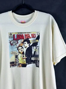 Unisex T-Shirt With Funny Lana Comic Print - Beige - View 2