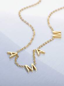 1Pc Fashion Golden Letter Necklace Simple Stainless Steel MAMA Letter Pendant Choker Best Mother's Day Gift Charming Jewelry - Gold - View 3