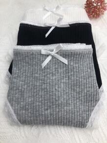 3入組女士可愛的黑、白、灰色卷邊蕾絲裝性感丁字褲 - 彩色 - 查看 2