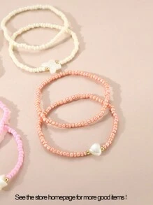 8pcs/Set Children's Rice Beads Heart Bracelet Combination - Multicolor - View 6