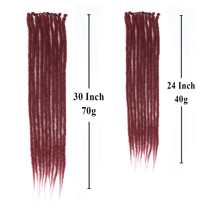 DZfirst 1 /4 Packs(10/40Strands) Thin 0.6cm Dreadlock Handmade Hip-Hop Style Dreadlocks Extensions Burgundy 18-36Inch Synthetic Heat Resistant Wigs Pre Stretched Hair Extensions Braiding Hair - Burgundy - View 7