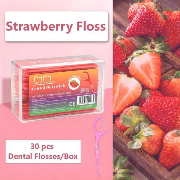 30pcs/Box Teeth Cleaning Floss Sticks, Individually Wrapped Interdental