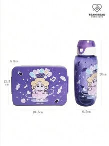 Set Loncher, set box lunch y botella para de dibujo animado, Lunch Box Set Kit, Fiambrera Fiambrera De Gran Capacidad lonchera  set lonchera con botella, bento box con botella - Morado - Ver 5