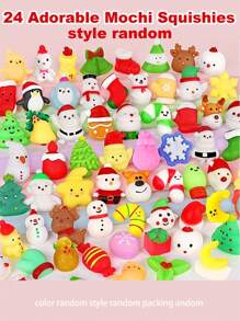 Christmas Delight: 24 PCS Christmas Squishies Mochi Squishy Toys for Christmas Stocking Stuffers Party Favor Goodie Bag Filler Bulk - Perfect Stocking Stuffers and Party Favors! Christmas Mochi Squishy Toys-Ideal Christmas Birthday Gifts,  Christmas Party Prizes - Multicolor - View 1