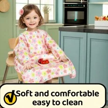 1入兒童高腳椅套 - 防水嬰兒餵食圍兜,幼兒防髒餐衣,6-36個月中性款,可以機洗,柔軟耐用；節日和新父母最佳禮物