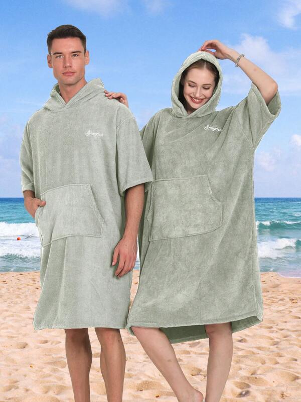 Thick Ultra-Fine Fiber Soft And Absorbent Solid Color Embroidery Cape For Home, Swimming, Fitness, Travel, Surfing, And Bathing, 1pc Summer Wedding Home Bathroom Decor Beach Wear Back To School