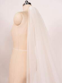 1 Pc Phụ nữ 1 Tầng Cathedral dài ren hoa Appliques Wedding Mạng che mặt cô dâu cho tiệc cưới Ngà mùa thu quần áo cho phụ nữ - Màu be - Xem 6