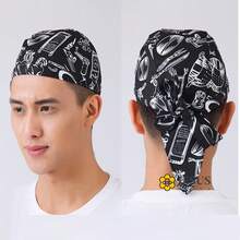 Gorros De Chef,cofias Para Cocina,único Unisex Headwrap - Blanco y Negro - Ver 6