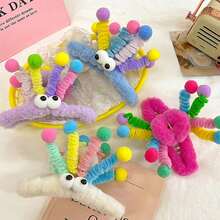 1個可愛多彩的怪獸有趣髮夾,毛絨扭結髮夾帶大眼睛