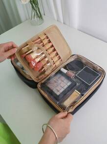 Women's Portable Makeup Bag High-Capacity Waterproof Travel Toiletry Bag With New Fashionable Design And Hand Strap - Black - View 8