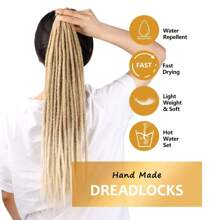 DZfirst 1/4 Packs(10/40Strands) Thin 0.6cm Dreadlock Handmade Hip-Hop Style Dreadlocks Extensions 613 Ombre Blonde 18-36Inch Synthetic Heat Resistant Wigs Pre Stretched Hair Extensions Braiding Hair - Ombre - View 7