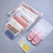 10 件衬衫包装袋套装，密封涤纶和塑料袋通风孔和磨砂拉链锁 - 非常适合衣服、牛仔裤、裤子、T 恤、鞋子收纳袋、毛巾外袋和旅行收纳 - 白色 - 查看 1