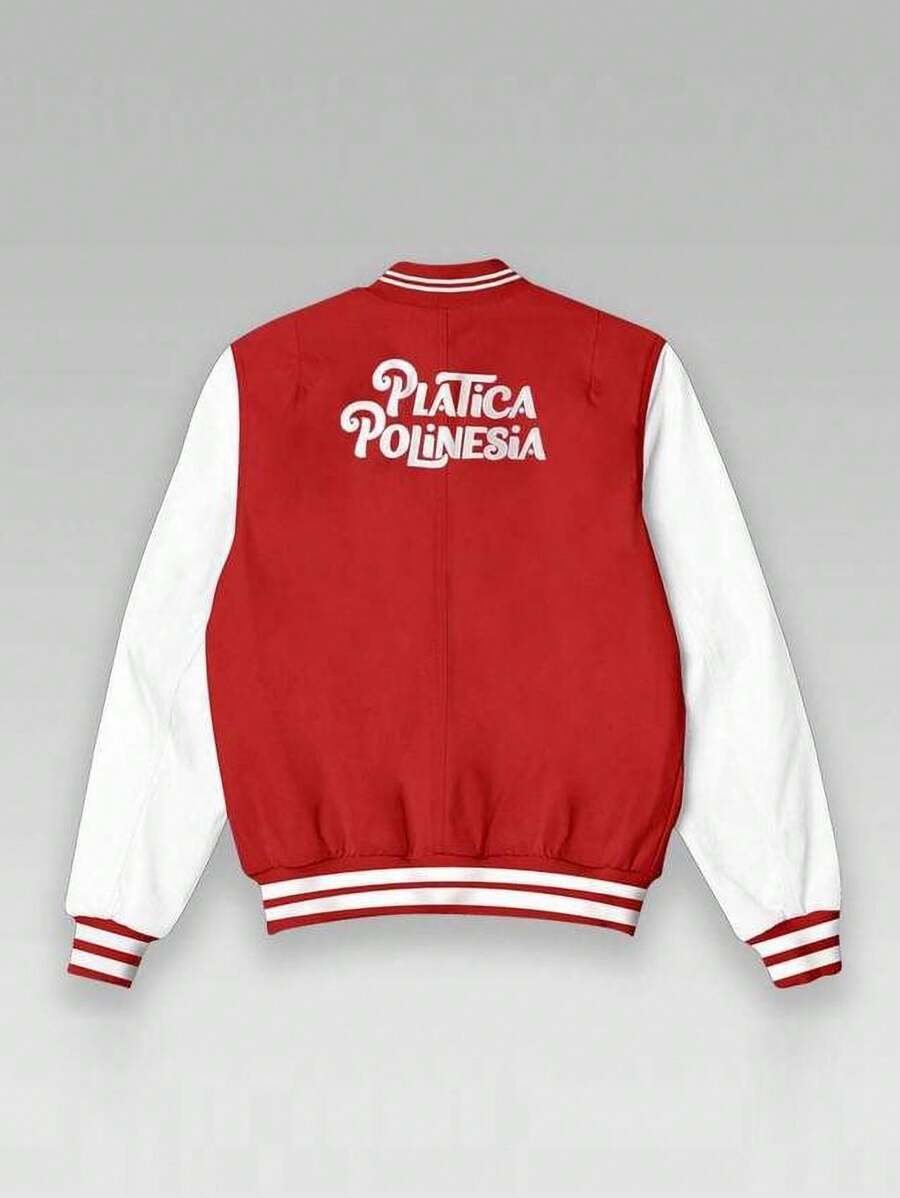 Chamarra estilo Universitaria Polinesios - Rojo - Ver 1