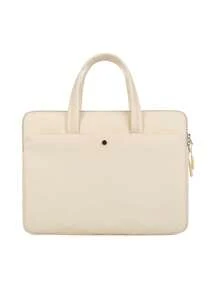 1入大容量多功能電腦包,防水,防刮花,帶手柄,可拆卸肩帶電腦包 - 米色 - 查看 4