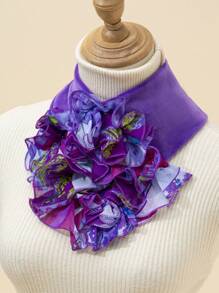 1個時尚多功能 3d花形頸部圍巾 - 紫色 - 查看 1