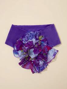 1個時尚多功能 3d花形頸部圍巾 - 紫色 - 查看 3