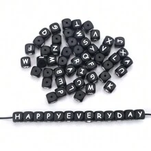 12mm矽膠字母珠,diy頸鏈手鍊手工藝套件串珠,立方體字母珠方形a至z - 彩色 - 查看 10