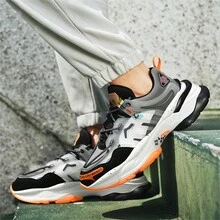 男士加大碼粗底運動休閒增高運動鞋,靈感來自名人風格,厚底增高,適用於運動/休閒/跑步 - 灰色 - 查看 6