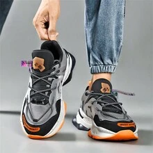 男士加大碼粗底運動休閒增高運動鞋,靈感來自名人風格,厚底增高,適用於運動/休閒/跑步 - 灰色 - 查看 2
