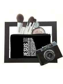 1個信仰勝過恐懼的印花化妝袋:一個表達你信仰的化妝袋!化妝品禮物袋,拉鍊袋化妝袋,姊妹化妝品袋,化妝品儲存袋美容袋,旅行化妝品組合便攜式儲物袋,旅行化妝品袋多功能袋禮物,適用於旅行商務,假期,日常洗浴袋感恩節禮物,宿舍必需品背包行李箱適用於女性和女孩學生 - 黑色 - 查看 4