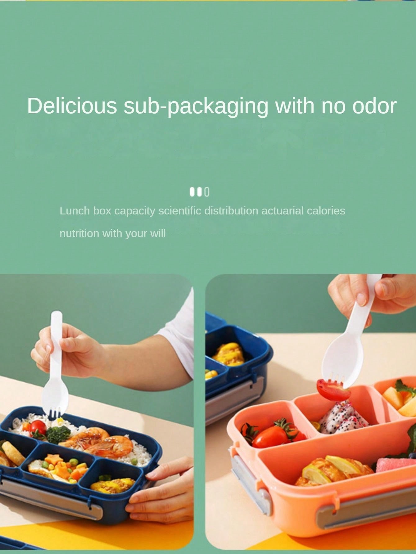 Partitioned Lunch Box For Portion Control Meal Prep With Four