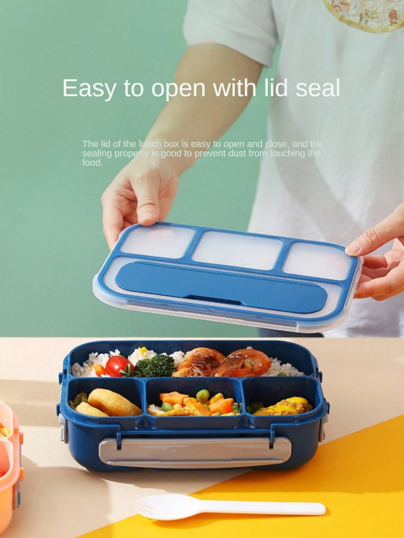 Partitioned Lunch Box For Portion Control Meal Prep With Four