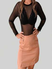 Women Bodysuits - 黑色 - 查看 1