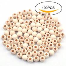 100pcs 12mm Large Hole Natural Wood Beads For Bag Charms Christmas Garlands Photo Clips DIY Craft Home Decor Easy Stringing Supplies ,Unfinished Wooden Bead Assortment With Extra Wide Holes Perfect For Keychains Gift Tags Wall Hangings And Holiday Ornaments Bulk Crafting Materials - Beige - View 6