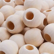 100pcs 12mm Large Hole Natural Wood Beads For Bag Charms Christmas Garlands Photo Clips DIY Craft Home Decor Easy Stringing Supplies ,Unfinished Wooden Bead Assortment With Extra Wide Holes Perfect For Keychains Gift Tags Wall Hangings And Holiday Ornaments Bulk Crafting Materials - Beige - View 4