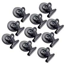10pcs Stainless Steel Round Head Clips, Metal Refrigerator Magnet, Heavy Duty Magnetic Clamp, Detailed List Display Fasteners For Home And Kitchen Birthday - Black - View 2