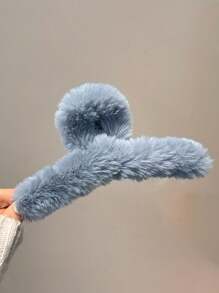 3 件套女士毛绒发夹和发夹套装，大尺寸，白色/灰色/蓝色，时尚百搭，适合冬季服装可爱，多巴胺发夹发夹发夹发夹接发夹，秋季，学校用品，大学秋季发夹爪夹发饰女士度假装扮女士 - 彩色 - 查看 5