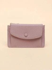 Minimalist Solid Color Coin Purse, All-Match Clutch Bifold Wallet, Portable Slim Credit Card Holder - Pink - View 4
