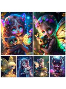 5d亮面塑膠圓鑽石精靈系列畫套裝,全鑽臨場diy工藝套裝,適用於家居裝飾和禮品贈送 - 美麗的精靈系列12 - 查看 2