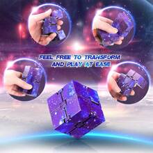 Infinity Cube Fidget 玩具、galaxy Space Fidget Cube 玩具、緩解壓力的 Fidget 積木、消磨時間 Fidget Cube - 紫色 - 查看 4